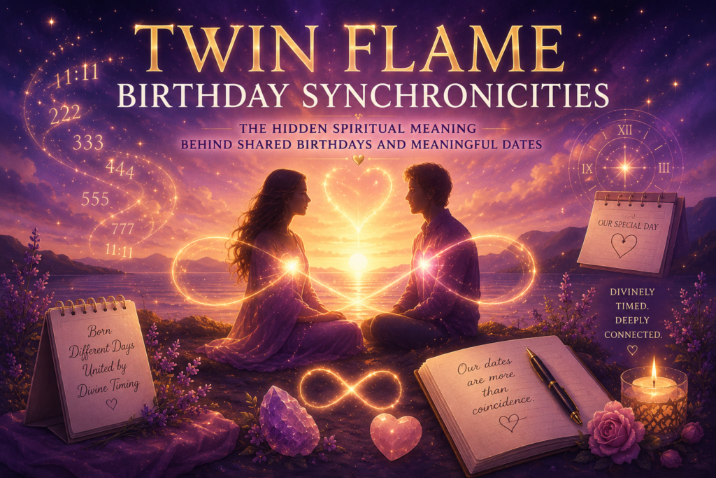Twin Flame Birthday Synchronicities: The Hidden Spiritual Meaning Behind Shared Birthdays, Meaningful Dates, and Divine Timing.